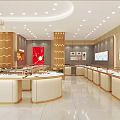 Luxury Jewelry Store Interior With Elegant Display Counters And Golden Decor