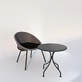Modern Woven Outdoor Chair with Black Metal Frame and Matching Table