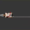 Futuristic Chainsaw Weapon with Pink Orange Accents and Honeycomb Chain Design