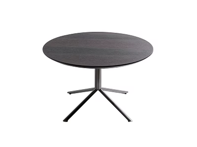 Modern Round Coffee Table With Dark Wood Top And Metal Tripod Legs 3d model