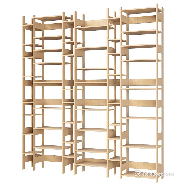 Modern Wooden Bookshelf With Open Shelves Multiple Storage Layers And Contemporary Design 3d model 