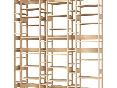 Modern Wooden Bookshelf With Open Shelves Multiple Storage Layers And Contemporary Design 3d model