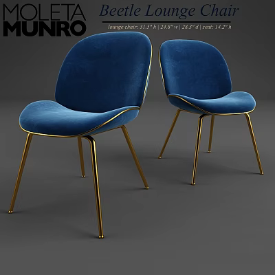 Elegant Blue Velvet Chairs With Gold Metal Legs And Comfortable Seating Design 3d model