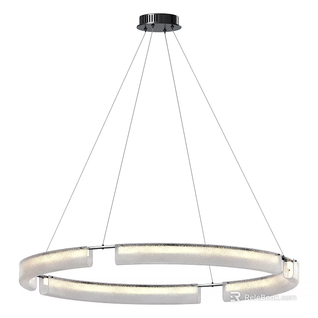 Modern Circular Chandelier with Sleek Metal Frame and LED Lighting Design 3d model 