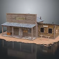 Western Style Wooden House With Sheriff Sign And Jail Section Wooden Porch And Metal Roof