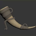 Decorative Horn Container With Metal Stand And Legs For Home Decor