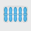 Five Blue Flexible Silicone Pieces In Transparent Plastic Storage Tray 3d model