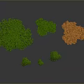 Various Types of Trees in Different Sizes With Green and Orange Foliage on White Background