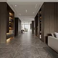 Modern Living and Dining Room Interior With White Sofa Coffee Table And Herringbone Rug