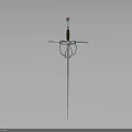 Classic Medieval Sword With Wooden Handle And Metal Crossguard Design