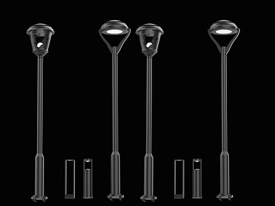 Modern Outdoor Street Lamps with Different Designs and Sturdy Poles for Outdoor Lighting 3d model