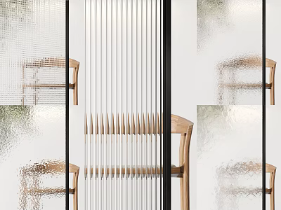 Modern Decorative Screen With Vertical Lines And Frosted Glass Panel Design 3d model
