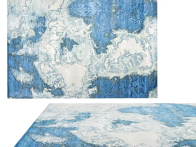 Modern Blue and White Abstract Pattern Square Area Rug for Living Room Decor 3d model
