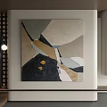 Minimalist Abstract Painting With Geometric Shapes Neutral Tones And Textured Surface