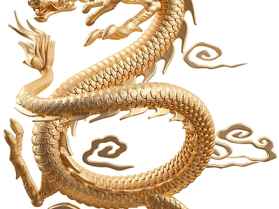 2D Golden Dragon Silhouette Hanging Painting Golden Dragon 3d model