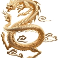 2D Golden Dragon Silhouette Hanging Painting Golden Dragon 3d model