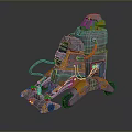 Advanced Computerized Multi Legged Robot with Metallic Yellow Gray Mechanical Industrial Design