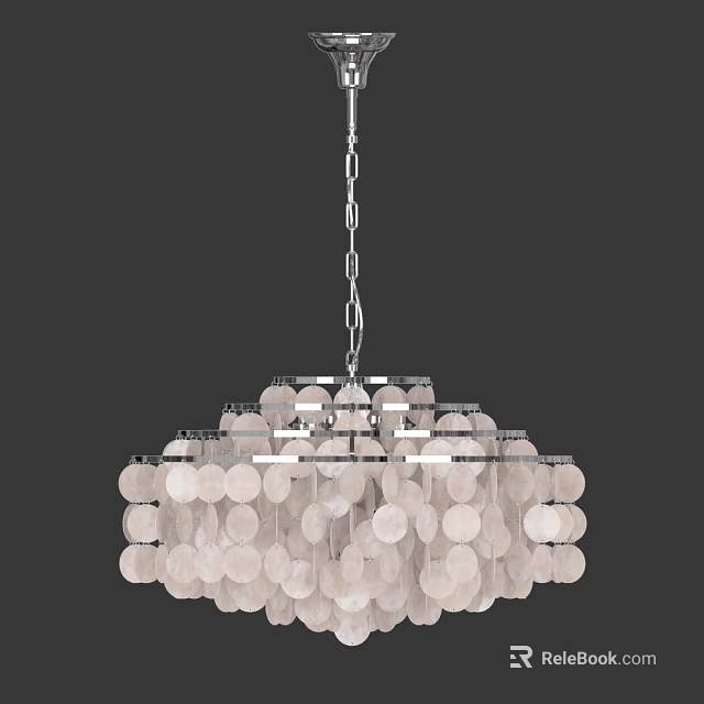 Modern Glass Chandelier With Round Multi Layer Hanging Design And Elegant Decorative Elements 3d model