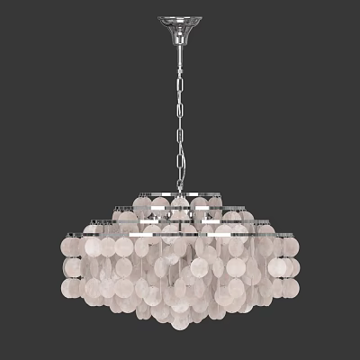 Modern Glass Chandelier With Round Multi Layer Hanging Design And Elegant Decorative Elements 3d model