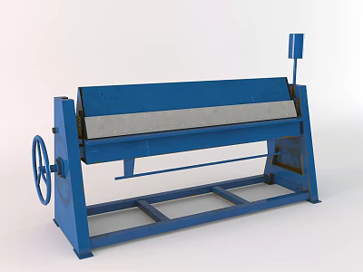 Blue Industrial Metal Working Equipment With Manual Lever Wheel And Sturdy Workbench Frame Structure 3d model