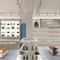 Modern Shoes And Bags Store Interior With Shelves Display Stands And Products