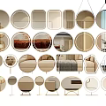 Elegant Modern Household Items Including Round Square Mirrors Sofas And Floor Lamps 3d model