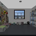 Organized Storage Room With Wall Mounted Tools Shelves And Colorful Bins