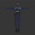 Blue Police Uniform With POLITIA Label Cap Utility Belt And Boots