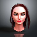 Realistic 3D Female Character Head With Red Hair Freckles And Red Lips
