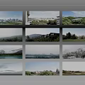 Scenic Urban Public Facilities With Green Spaces Parks Lakes And Trees