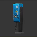 Blue Public Phone Booths With Retro Design And Metal Base For Communication