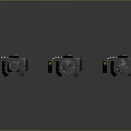 Three Metallic Mechanical Devices With Black Brown Accents And Detailed Design On Dark Background