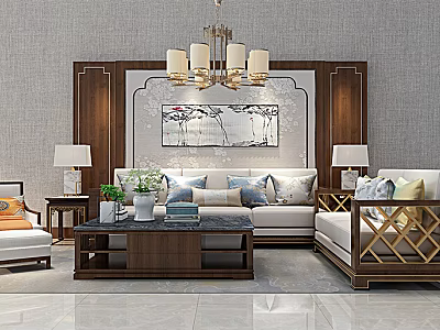 Sofa coffee table combination 3d model