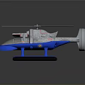 Modern Rotorcraft Model With Blue Base Silver Body Rotor Design And Transparent Cockpit