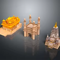Ancient Architecture Models Showcasing Diverse Styles With Golden Domes Arches And Towers