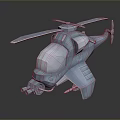 Detailed 3D Rendered Helicopter Model Featuring Realistic Design Gray Color And Rotor Blades
