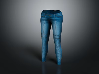 Blue Skinny Jeans For Women With Stretchy Denim And Slim Fit Design 3d model