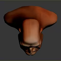 3D Model Of Man With Bald Head Serious Expression Muscular Facial Features Against Dark Background