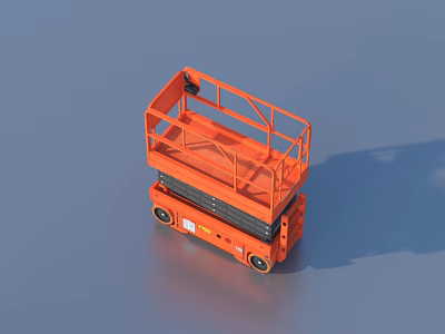 Industrial Equipment Orange Scissor Lift Mobile Aerial Work Platform Hydraulic Lifting Safety Guardrails Construction Use 3d model