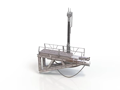 Sturdy Industrial Equipment Platform With Tower Railing And Metal Support Structure 3d model