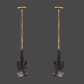 Hardware Tools Set Of Two Shovels With Wooden Handles And Metal Blades