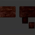 Dark Red Wooden Tables Featuring Drawers Metal Handles And Open Drawer Design