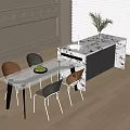 Modern Dining Table and Chair Combination Dining Chair Dining Table 3d model