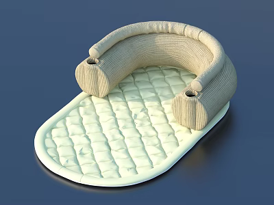 Soft Comfortable Cushioned Seat With Curved Backrest And Quilted Diamond Mat 3d model