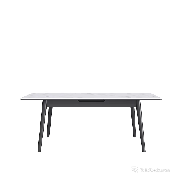 Modern Minimalist Dining Table With Light Colored Top And Black Slim Legs 3d model