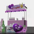 Purple Pink Popsicle Stand With Panda Figure Beverage Bottles And 20th Anniversary Decorations