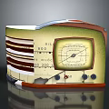 Vintage Radio Design With Green And Red Case Dial Knobs And Frequency Scale