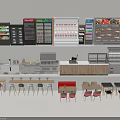 Commercial Kitchen Setup With Display Fridges Food Shelves Tables And Chairs
