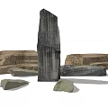 Natural Stone Blocks and Wooden Planks for Garden Landscape Decorative Elements