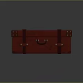 Classic Red Vintage Trunk With Brown Leather Straps And Metal Studs